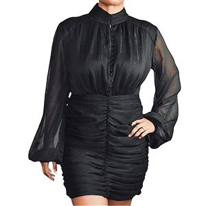 House of Harlow 1960 size 10 black long sleeve shimmery mini dress